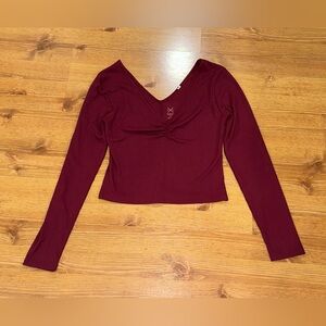 Pacsun Basics Marion Red Cropped Sweater Ribbed Knit Long Sleeves Medium
